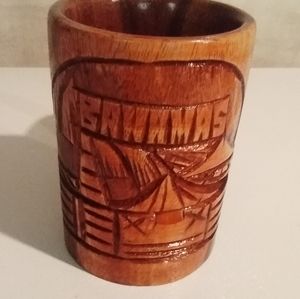 BAHAMAS CARVED WOOD MUG